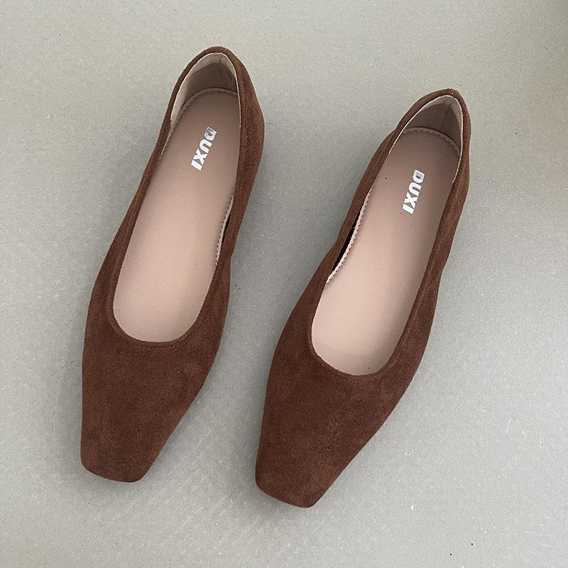 

Мода Мода Флок Женские Балетки Слипоны Мягкая Повседневная Женская Обувь Мелкая Квадратный Носок Женские Балетки С Обувью 35 коричневый