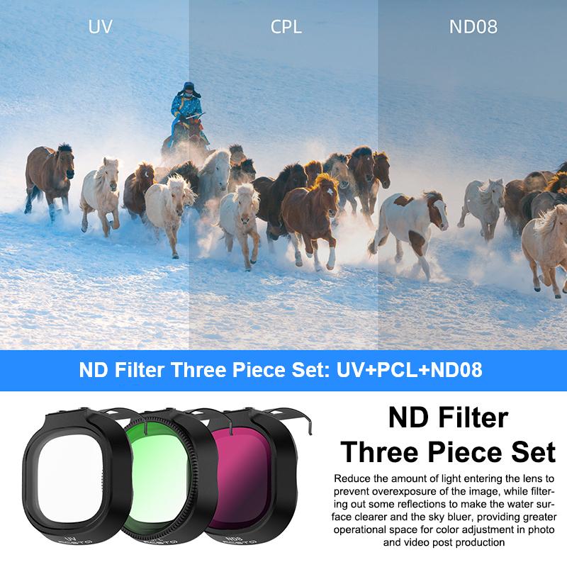 Kit de filtres pour objectif de drone pour Neo2 Filtre ND Kit Filtre ND8 ND16 ND32 Filtre CPL UV Filtre anti-reflets pour caméra Accessoires de drone