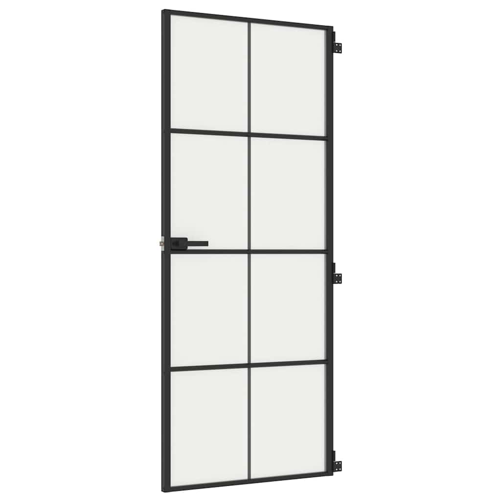 Innentür Schlank Schwarz 83 x 201,5 cm Gehärtetes Glas & Aluminium