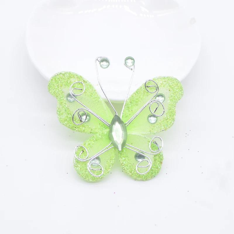 4 Stück Bling Puder Harz verzierte Drahtgeflecht Schmetterlingsapplikationen für Kleidung Hut Schuhe Nähaufnäher DIY Kopfschmuck Haarspangen Dekor