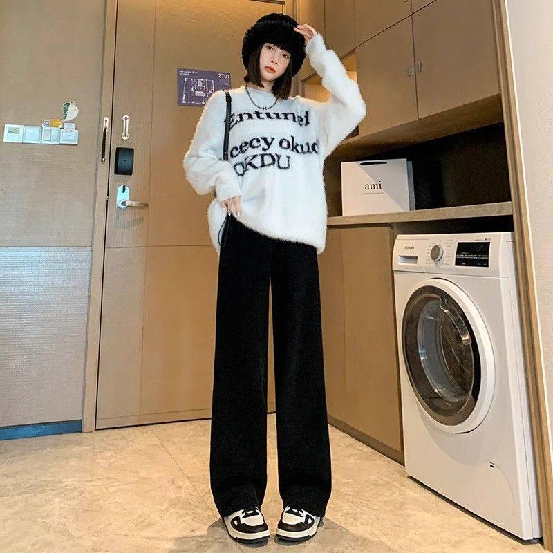 

Plus Size Maternity Wide Leg Pants with Velvet for Spring/Summer - Non-Constricting Belly, Thickened for Comfort Large 110-135 jin