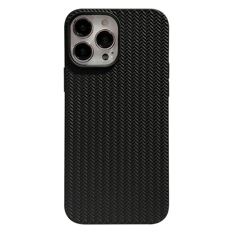 For iPhone 15 Pro Max TPU Case Woven Texture Shockproof Phone Cover
