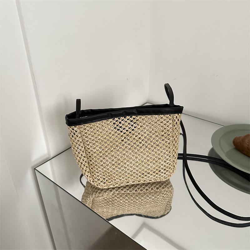 2025 Summer New Fashion Straw Bag Handbag, Retro Literary One-shoulder Messenger Mobile Phone Bag Women's Bag