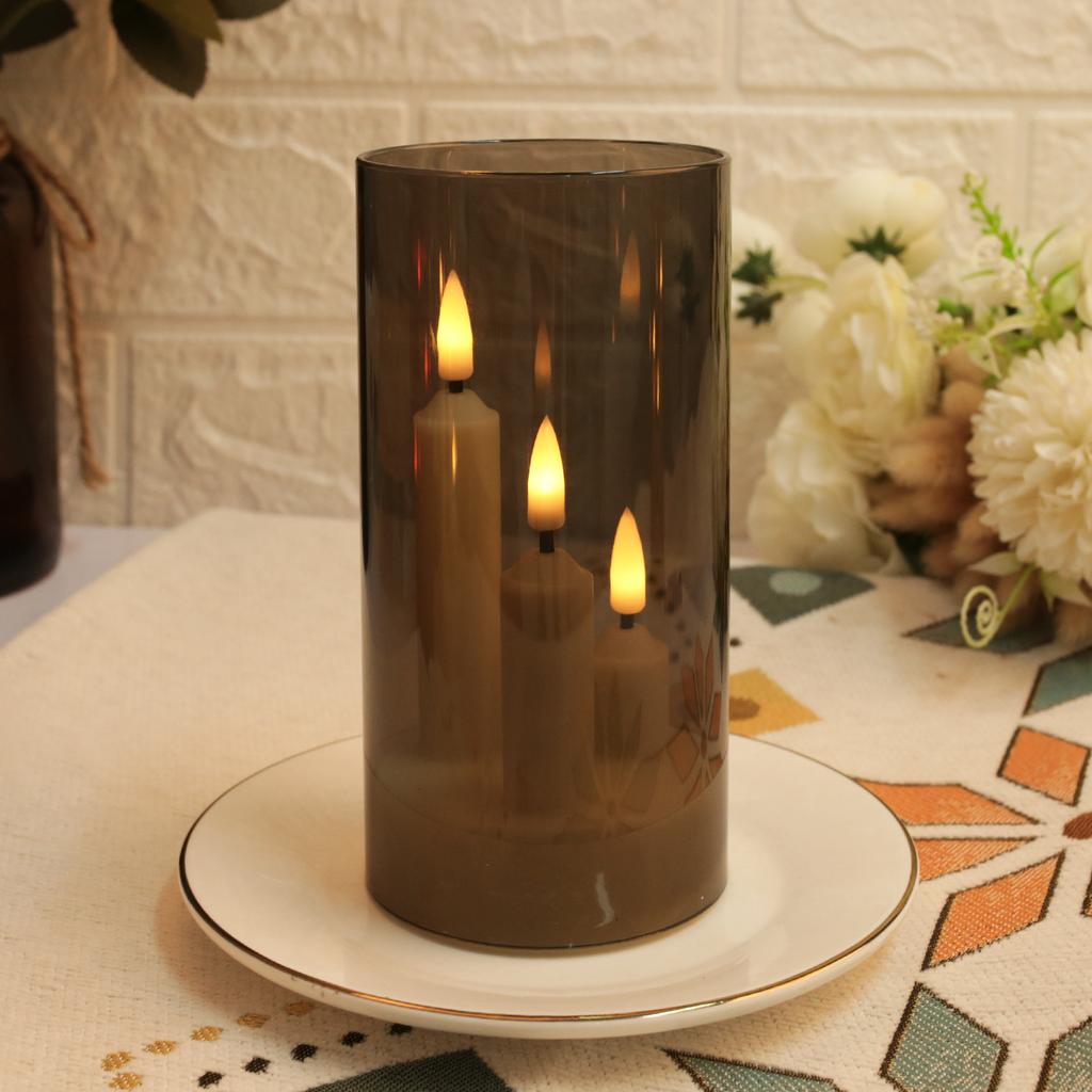 Flameless Candles Flickering LED Tealights Pillar Candle with Clear Cover Warm White Light for Festival Wedding Home Party Decor