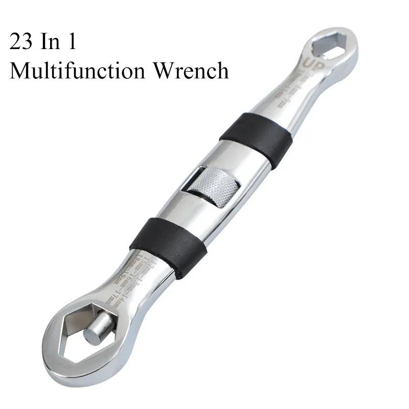 23 in 1 Universal Wrench Multifunction Wrench Tool High Torsion Multifunctional Wrench Spanner Tool for Home and Car Repair