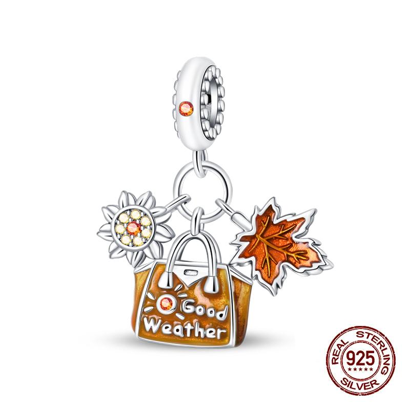 Autumn New Copper Brown Maple Leaf Pumpkin Bee Charms Bead Fit 3Mmoriginal Bracelets Diy Jewelry Warm Gift