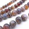 Natural Persian Gulf Agate Coffee Brown Banded Loose Round Beads for DIY Bracelets