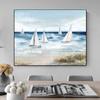 Nordic Abstrakte Strand Weiß Segelboot Ölgemälde Seascape Leinwand Drucke Poster Wand Kunst Bild Home Dekoration Für Wohnzimmer