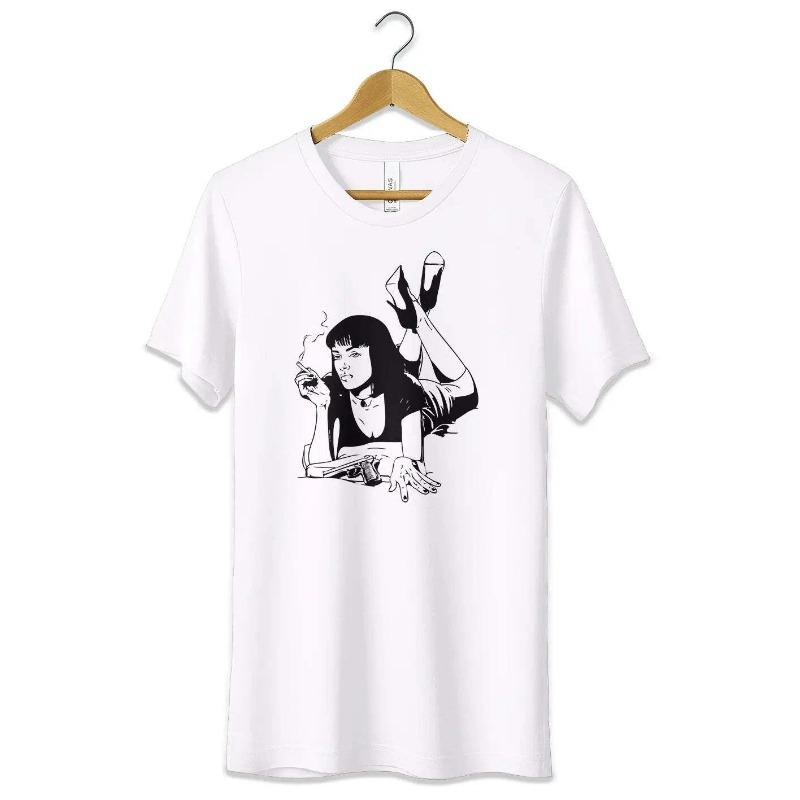 Mia Wallaces Pulp Fiction Tshirt Movie Classic Summer New Casual Harajuku Style Unisex Tshirt S