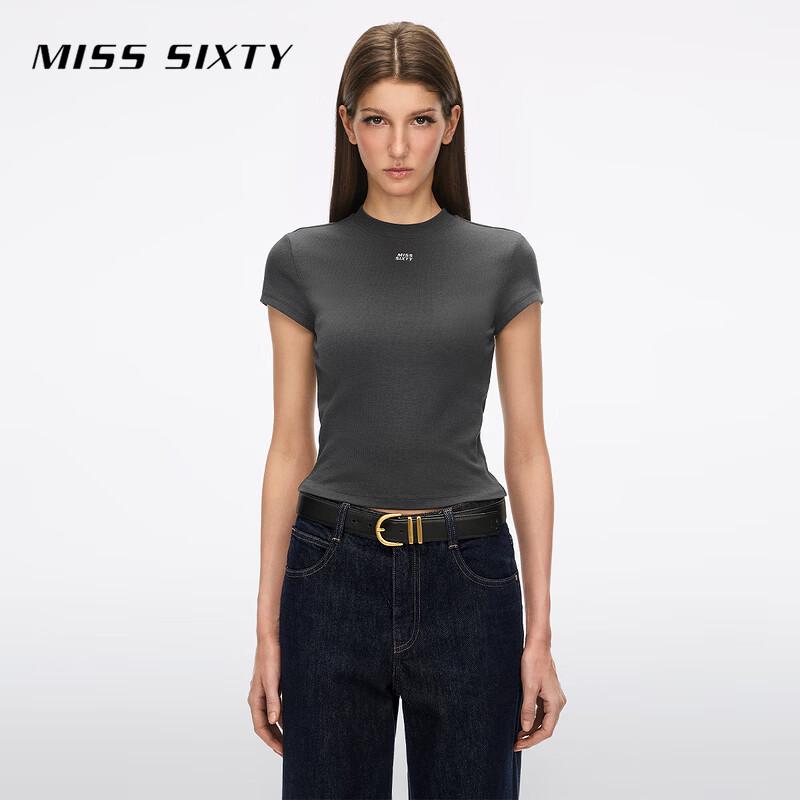 MISS SIXTY Women's Slim Fit Embroidered Cropped T-Shirt