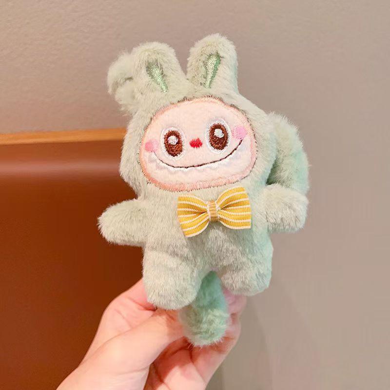 

2025 Новый плюшевый краб-зажим Labubu Осень/Зима Большой мультяшный зажим для волос в виде пластины на затылке Головной убор зелёный