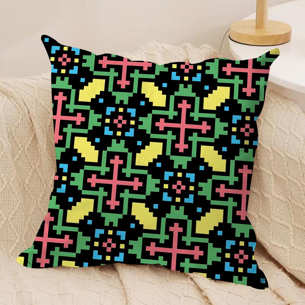 Z Imazighen Kabyle Jewelry Cushion Cover Silky Short Plush Invisible Zipper Dustproof Sofa Pillow Case for Home Decor