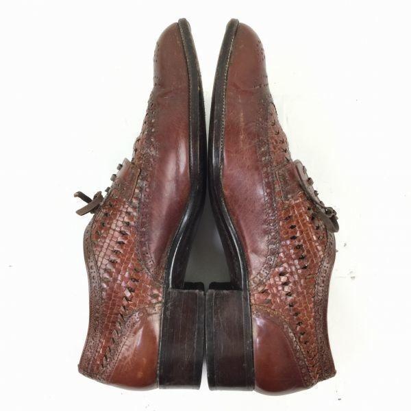 Washington/ Vintage Handmade Wingtip Business Shoes Leather Brown 24cm Braided Design(USED)