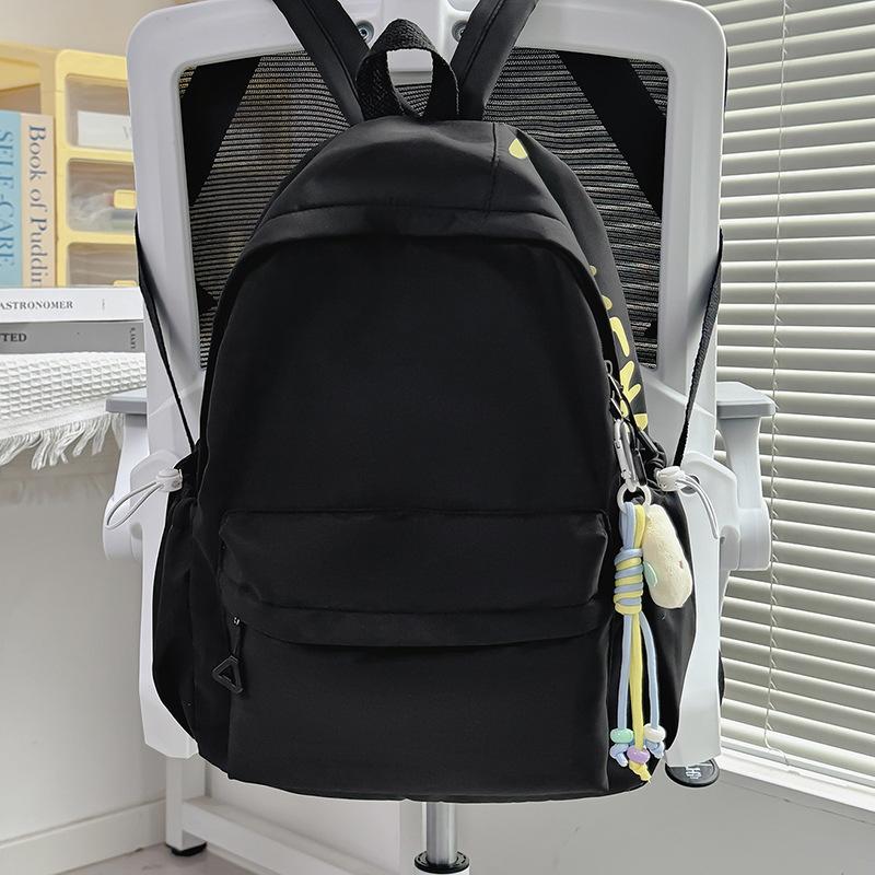 Schoolbag schoolbag ins style niche high school students junior high school girls simple solid color large capacity Korean backpack women's shoulder 