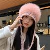 Mixed-color Straps Handmade Knitted Cap Ear Protection Winter Warm Cap  Women Girls Maiden