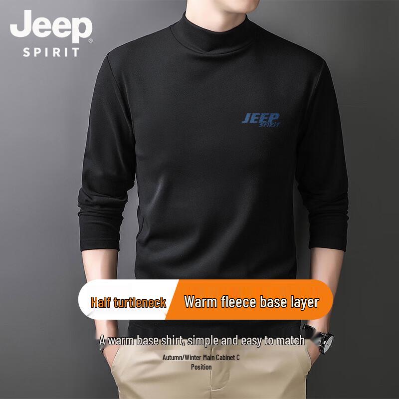 JEEP SPIRIT Men s Thermal Fleece-Lined Mock Neck T-Shirt L
