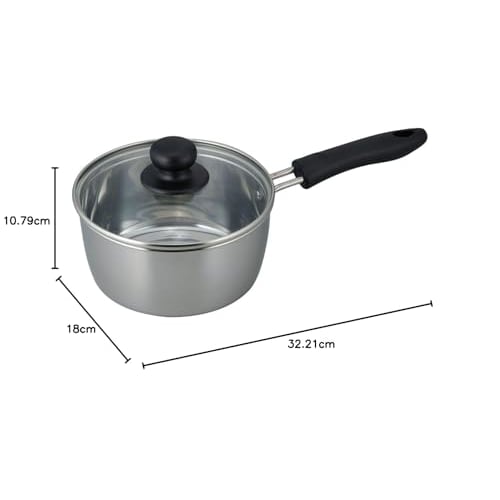 Wahei Freiz RR-6886 16cm Stainless Steel Saucepan with Glass Lid, Induction and Gas Compatible