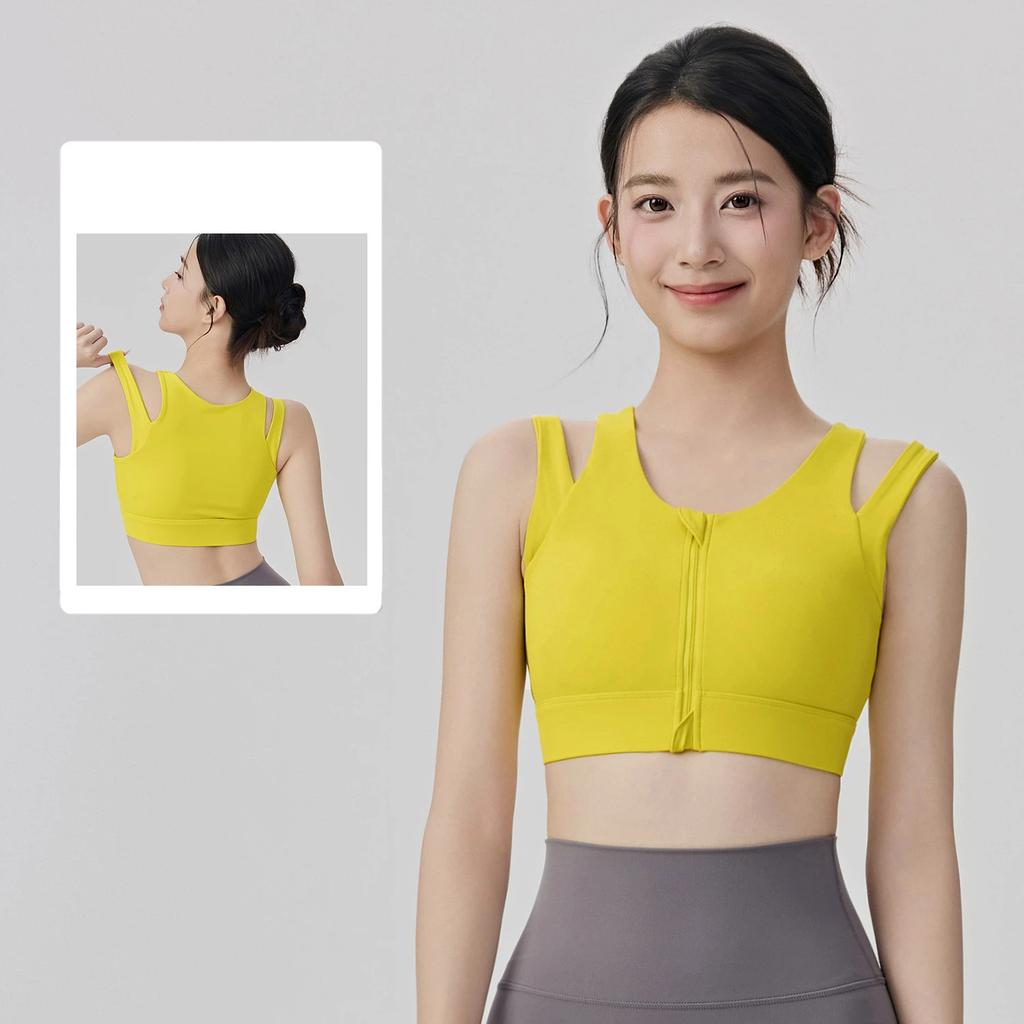 2026 Summer Sports Bra Women Fashion Zipper Running Shockproof Yoga Bra Pilates Training Fitness Vest
