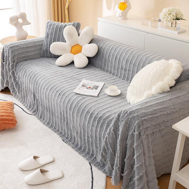 

Современный бархатный диван-полотенце, зимнее теплое 1/2/3/4-местное кресло, диван, мебель, чехол, однотонный диван, накидка для домашних животных, собак 180x130cm серый