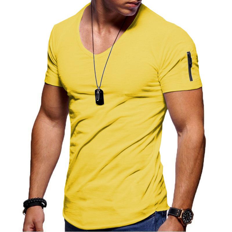 Men'S T-Shirt Clothing Men'S V-Neck Solid Color Large Size Casual Short Sleeve T-Shirt