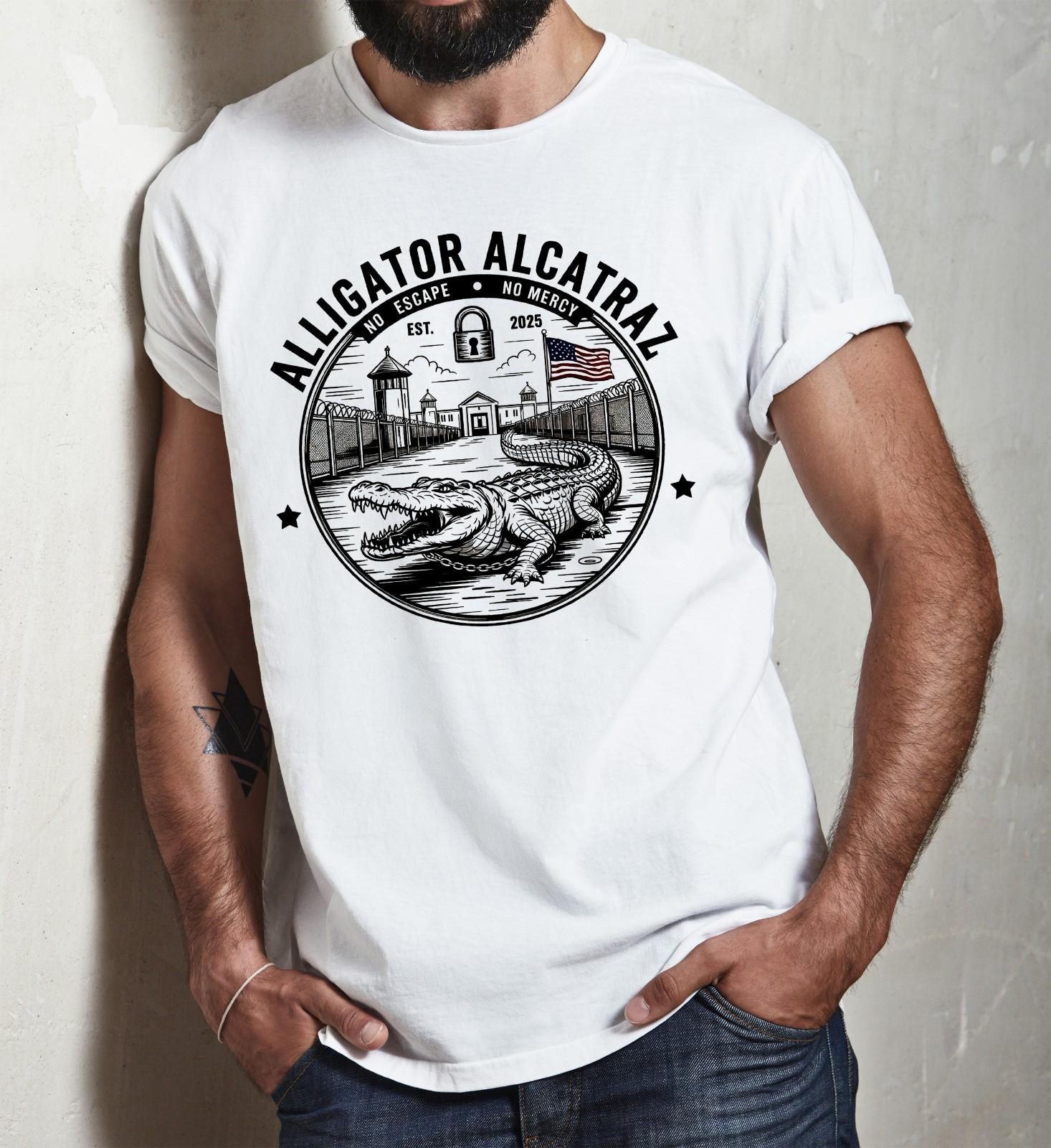 Cool Animal Alligator Alcatraz Everglades Florida Border Patrol T-Shirt Mens Womens Tees Top 4XL