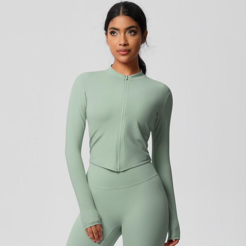 Womens Seamless Fit Quick-Dry Zip-Up Athletic Jacket Yoga Running Gym Workout