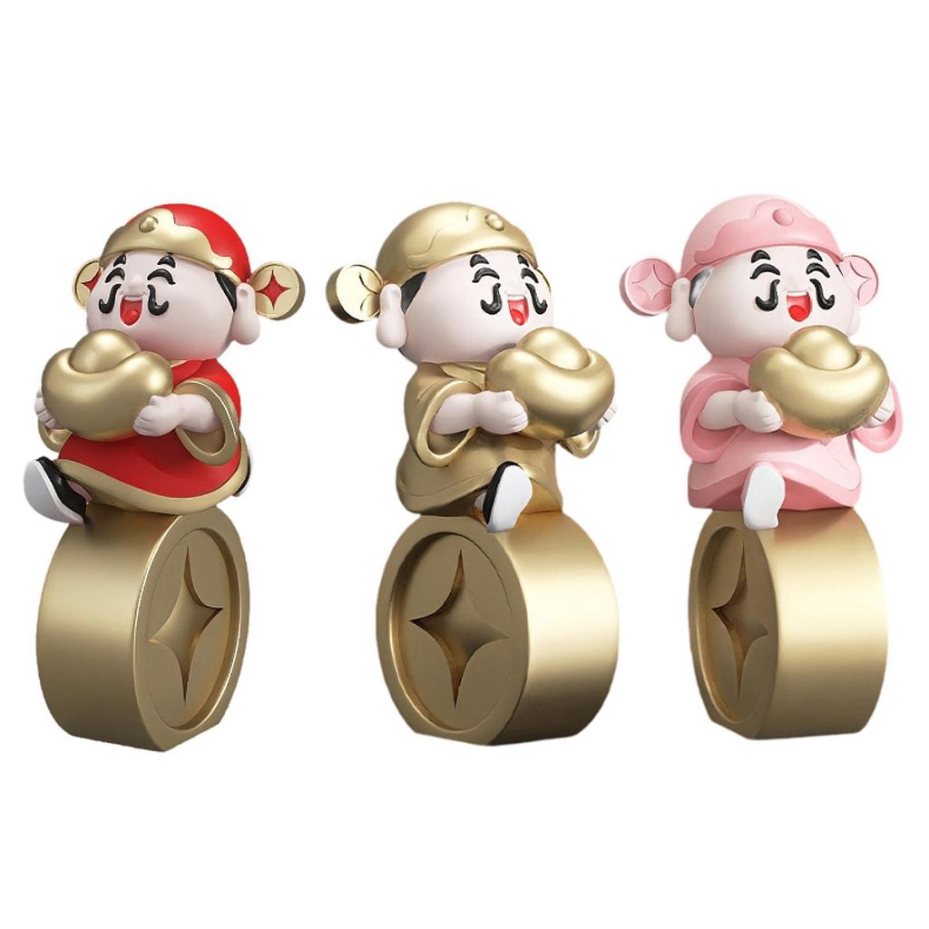Chinese God of Wealth Statue Buddha Figurine Fengshui Ornament Cai Shen Statue for Housewarming Tearoom Cabinet New Year Garden