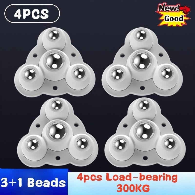 

Новые 4 шт. самоклеящиеся шариковые шкивы с тихим креплением, универсальные, нагрузка на колесо 300 кг, мебельные ролики, колеса из нержавеющей стали, вращение на 360°
