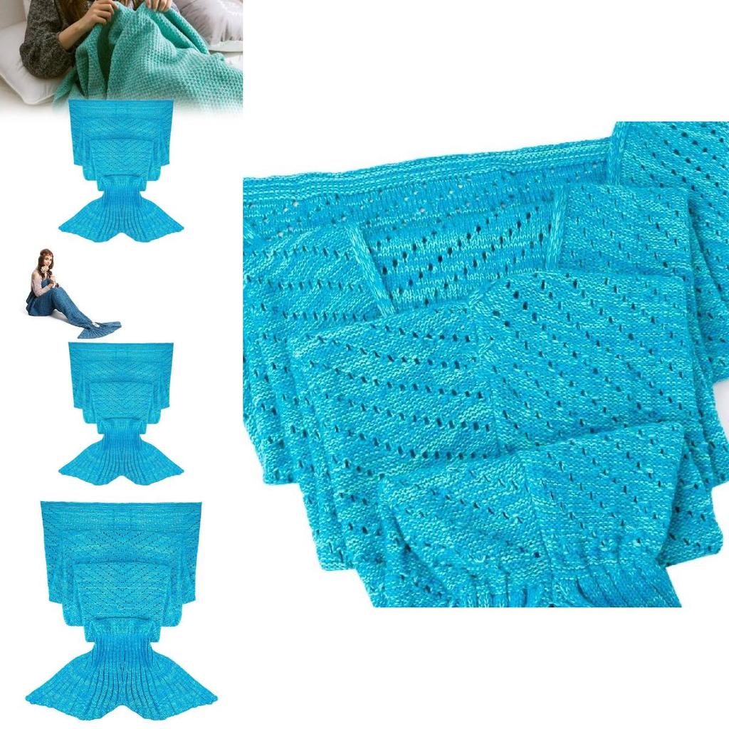 Kids Mermaid Tail Blanket With Pure Color Design And Acrylic Material For Cozy Comfort