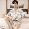 2026 Men's Ice Silk Summer Pajamas: Short Sleeve, Lightweight Homewear for Teen Boys
