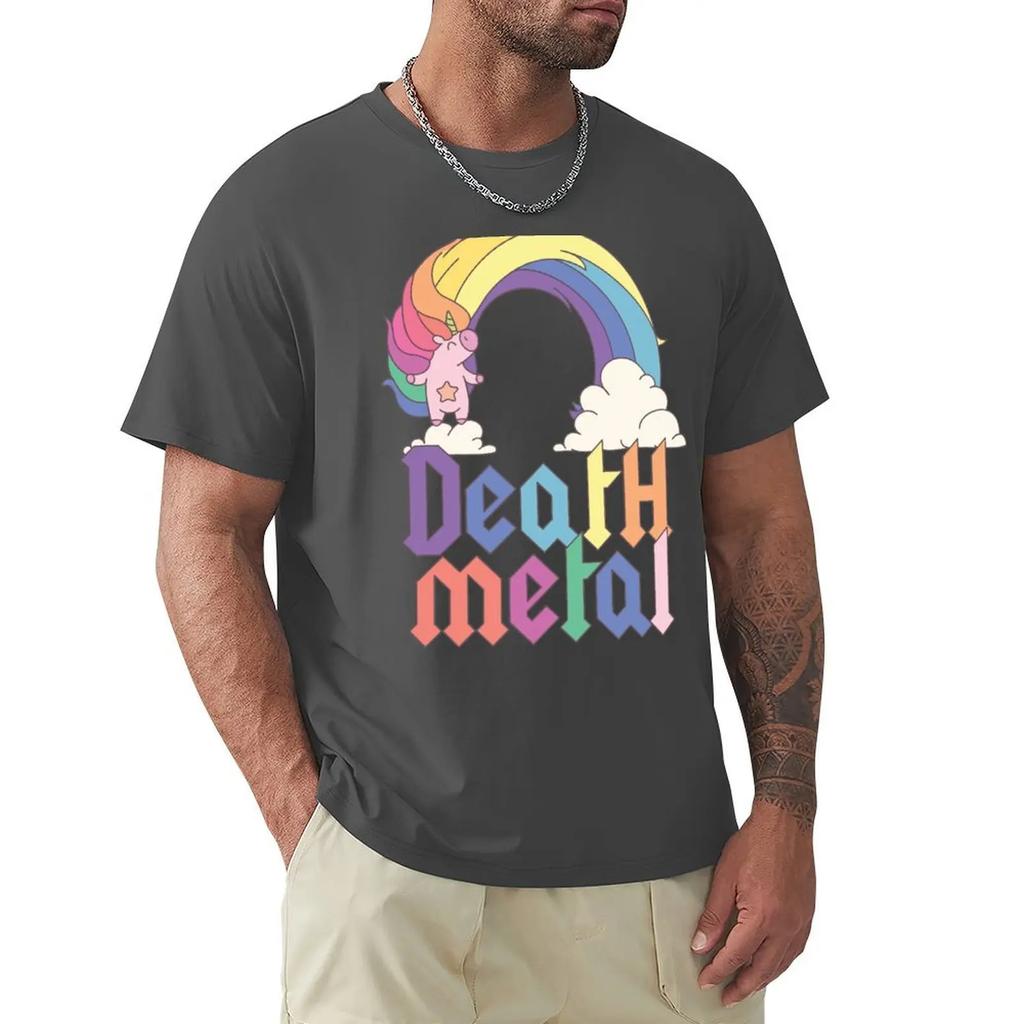 Lustiges Death Metal Einhorn Niedlich Rockmusik Band Liebhaber T-Shirt Übergröße Tops Vintage T-Shirt Männer 2025 Neues Modell