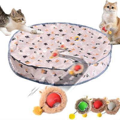 Smart Interactive Cat Toys Ball Fast Rolling In Pouch Hide and Seek Kitten Toy Motion Activated Interactive Cat Toy for Indoor