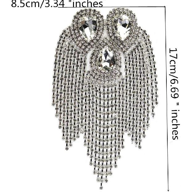 Tassel Chain Shoulder Board Badges Beads Rhinestones Patch Epaulet Epaulette Applique for Military Suit 2 Pieces