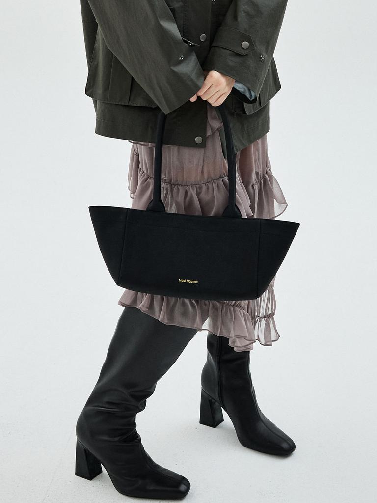 [mardimercredi] Suede East West Bag, Black