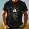 Men Viking Norse Mythology T-Shirt Tee with White Norse Symbols Summer Shirt for Gym Hiking Men Clothing