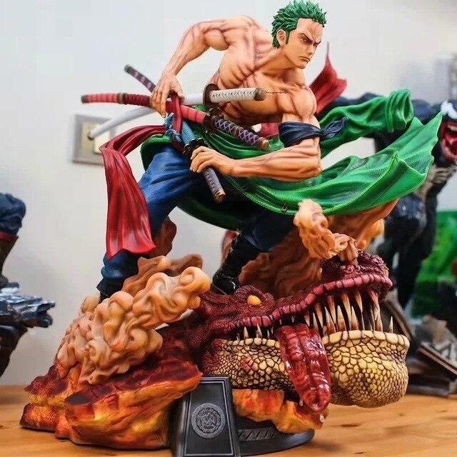 One Piece Action Figure Ls Exquisite Quality Gk Roronoa Zoro Battle 40cm Anime Model Collection Toy Figma Ko Desktop Decoration