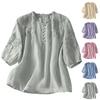 Camicetta Casual da Donna Larga con Ricami, Scollo a V e Maniche a 3/4