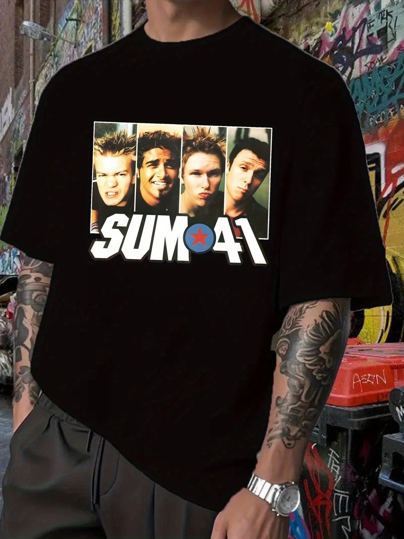 

SUM 41 Band Graphic Short Sleeve T-shirt - Bold Lettering & Member Portraits XXXXL