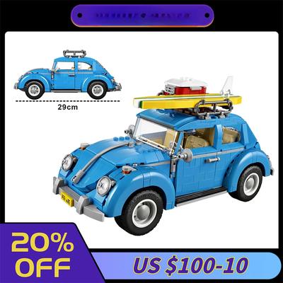 Technical Classic Blue Beetle Car Building Blocks Creative Beetle Vehicle Model Bricks Toys for Kid Birthday Gifts