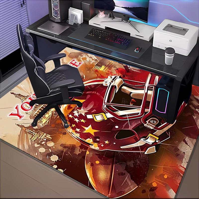 1PC Custom Name American Football Helmet Art Theme Floor Mat Ideal for Living Room, Game Rooms, Office, Bedroom, Floor Mat Playful Design