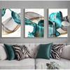 New Chinese Modern Simple Blue Ribbon Triple Decorative Painting Living Room Bedroom Background Wall Frameless Mural Porch Painting