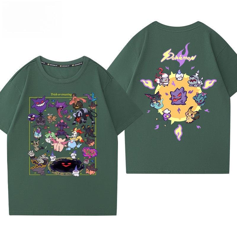 Pokémon Gengar Printing Tee 100 Cotton Tshirt Mens 2026 Summer Fashion Oversize Street Casual Y2K Tops Streetwear Clothing