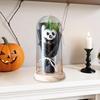 Yousheng Halloween Light Up Pumpkin In Clear Cloche Handmade Glowing Pumpkin Light for Home Kitchen Mantel Tabletop Indoor Halloween Decoration