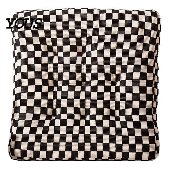 Comfortable Desk Chair Support Corduroy Square Pad, Checkerboard Office Cushion, Soft Cozy Seat Cushion for Floor, Reading Nook, Dining