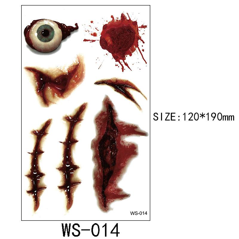 Halloween Tetovací samolepka Rána Jizva Horor Zábavný Kostýmová párty Samolepka na obličej Tetování