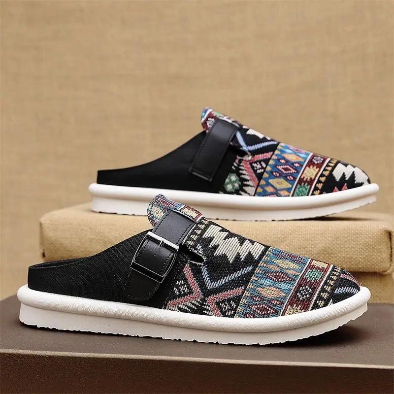 Fashion Slip-resistant Men's Shoe Flat Living Room Canvas Casual Slides Cheap Shoes Liquidation 2025 Fashion Y2k Clappers Male Slipper