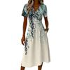 Ladies' Floral Casual Fashionable Short Sleeved V-neck Dress