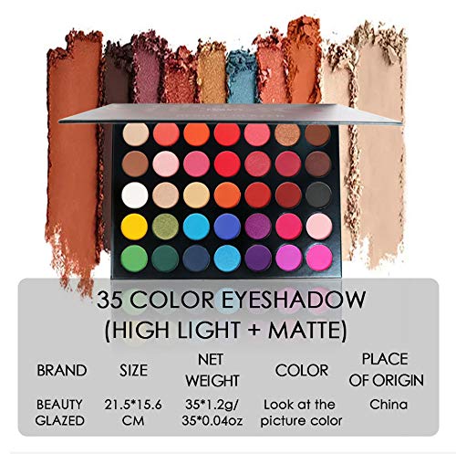 Beauty Glazed 35-Color Eyeshadow Palette: Eyeshadow Palette with Pearl/matte Finishes, Translucent, Moisturizing Ingredients, Western Style, Portable,