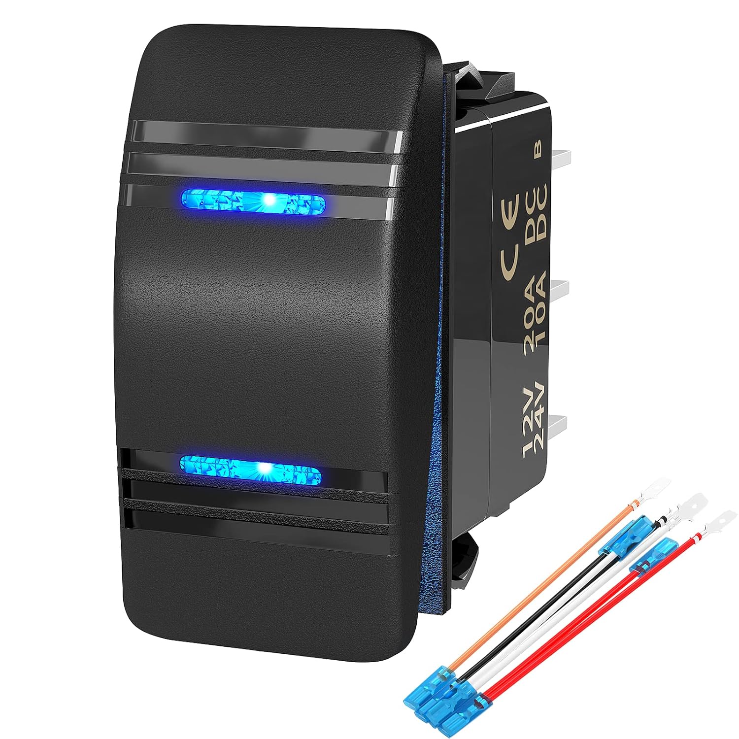Морской клавишный переключатель Joinfworld 12V 20A 3 Позиции ВКЛ Выкл ВКЛ DPDT 7 Контактов 3-ходовой клавишный переключатель Тумблер Водонепроницаемый Синий Светодиодный Свет С перемычкой Для