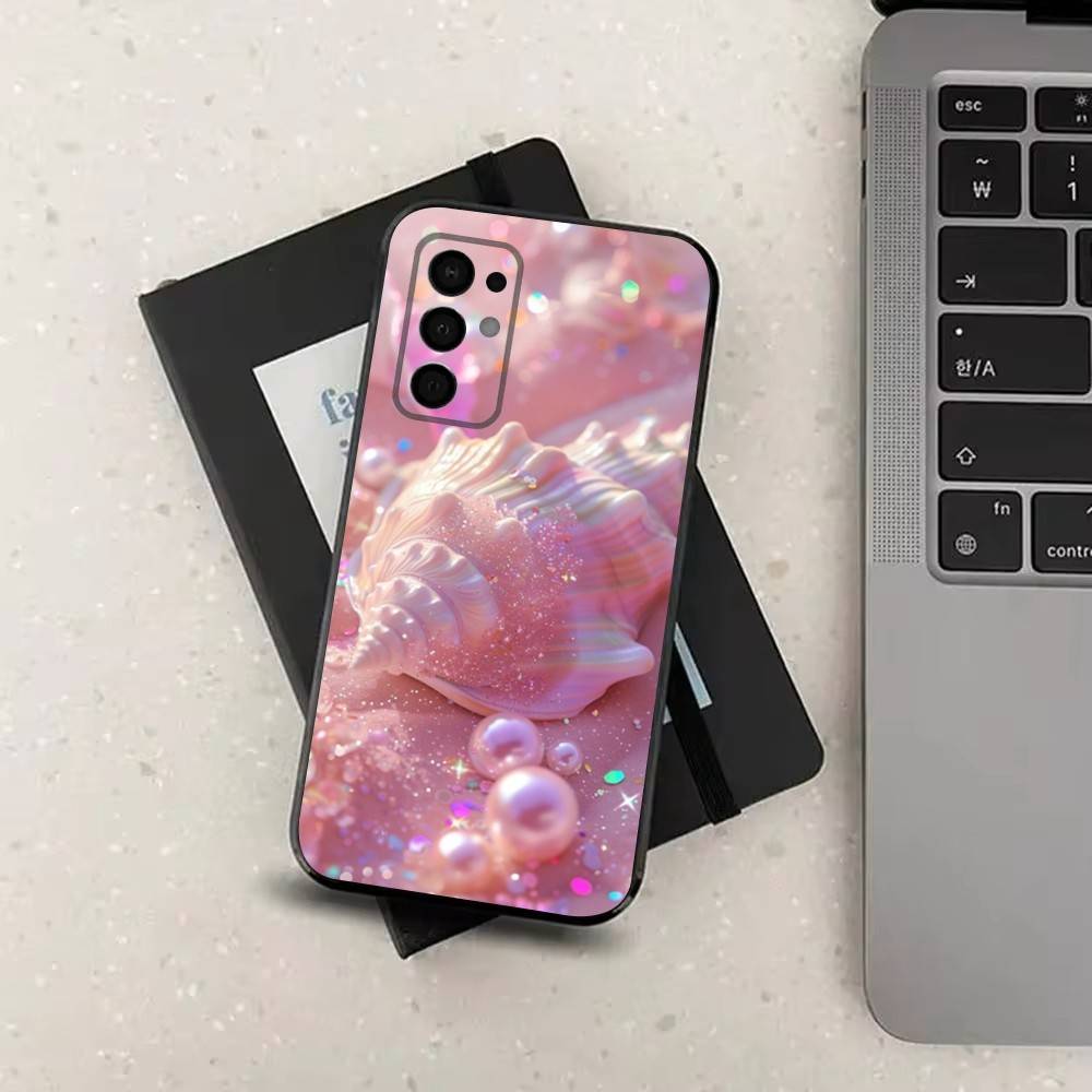 

Dazzling Pink Conch Case For Samsung Galaxy A73,72,41,J7,22,Note,31,8,9,52,71,53,32,Soft Black Silicone Cover SamsungNote10